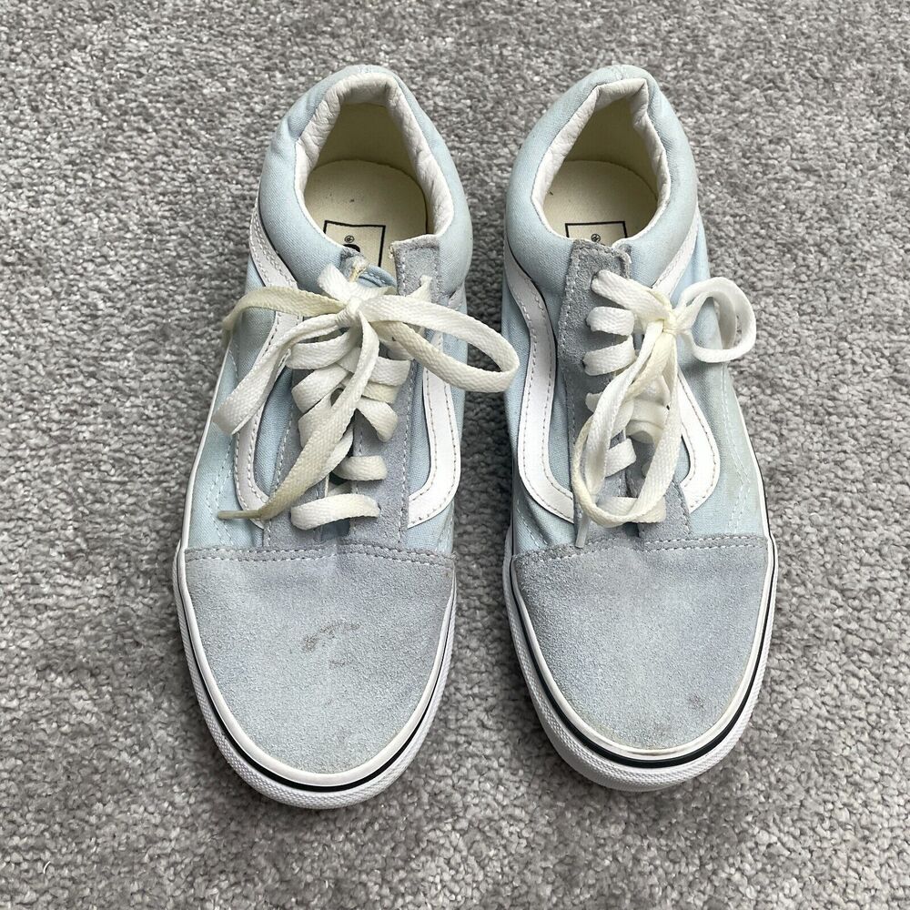 Vans Old Skool Suede Leather Low Top Shoes Unisex Mens 6 Womens 7.5 Blue Casual